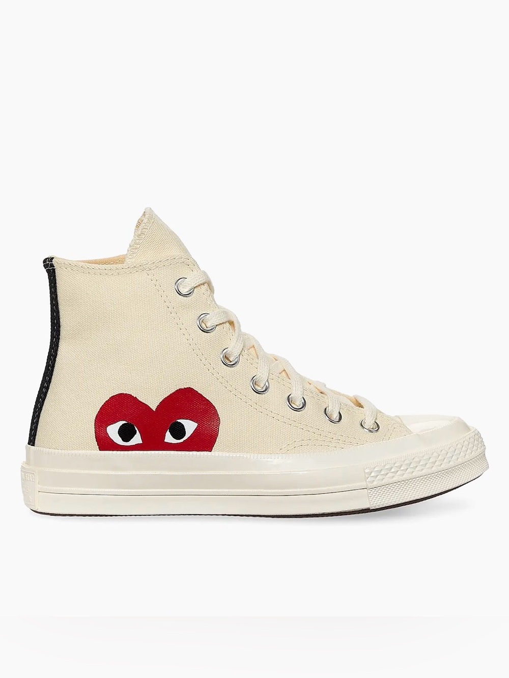 Converse High Top Canvas Sneakers in Cream with Red Heart Graphic